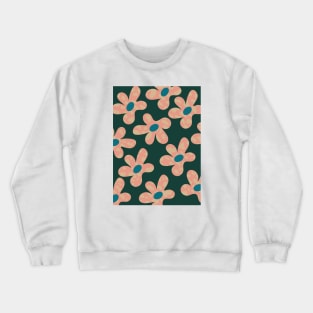 Cute Retro Daisy Floral Pink Green Pattern Crewneck Sweatshirt